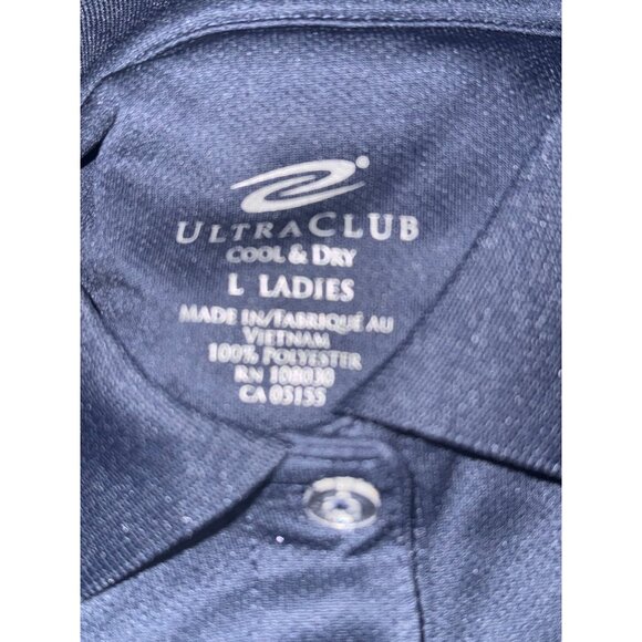 UltraClub Cool & Dry Navy Polo Shirt L Ladies 100% Polyester - Picture 3 of 6